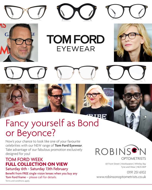 Tom Ford offer at Robinson Optometrists
