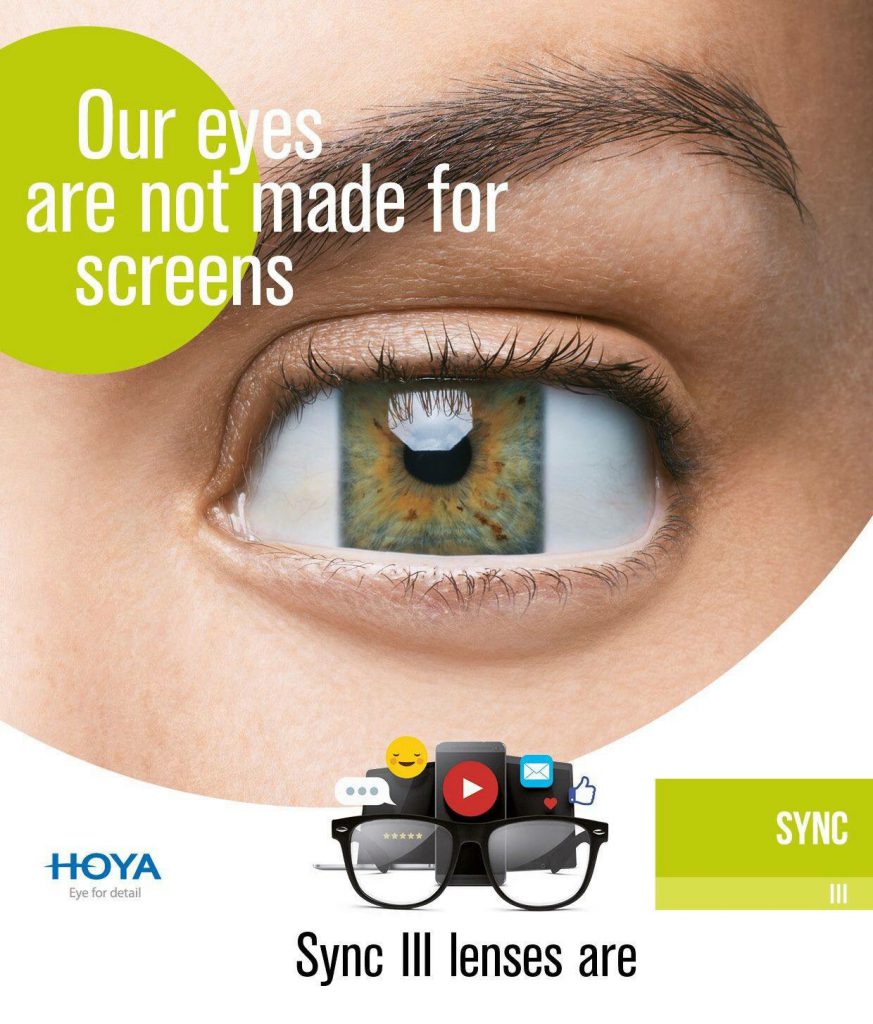 Recent studies have found that the severity of digital eye strain symptoms reduced in 84% of the reported cases after wearing Hoya Sync III lenses.